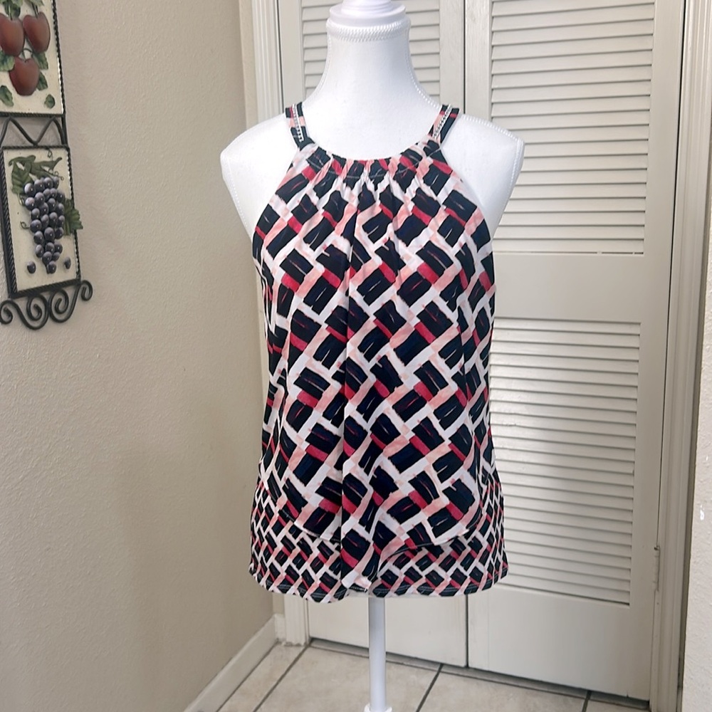 White House Black Market Multicolor Geometric Halter Top